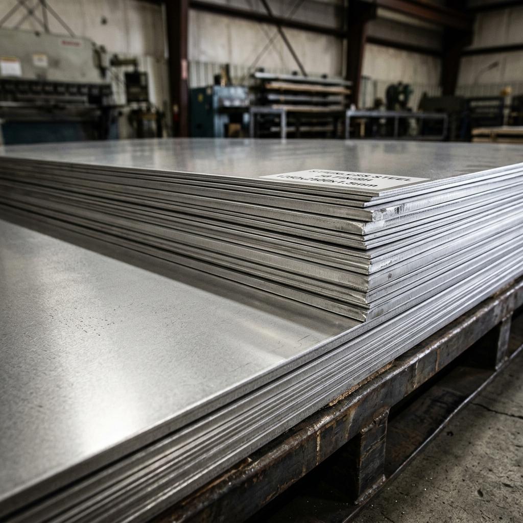 Stainless steel sheets in warehouse